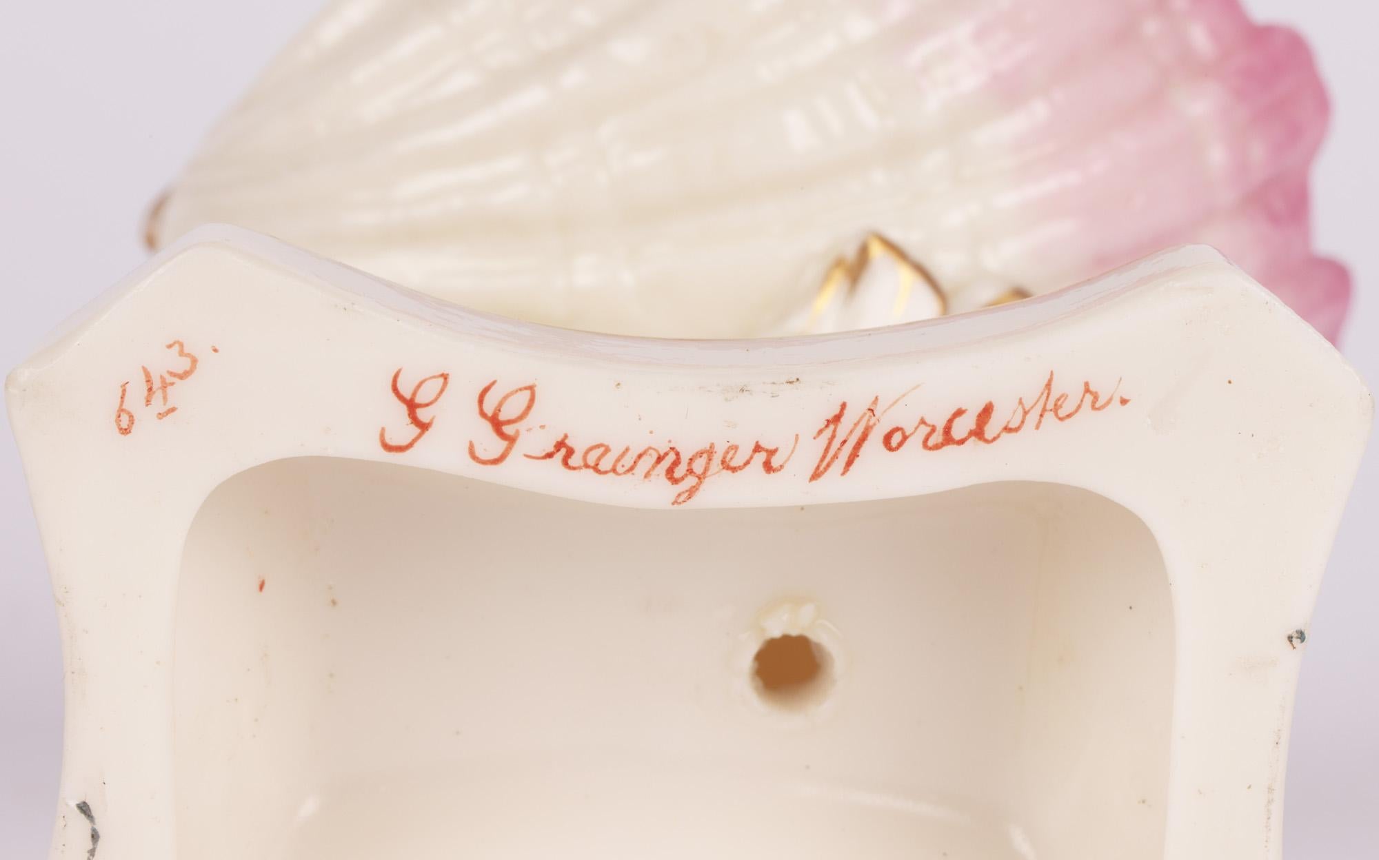 Grainger Worcester Porcelain Dolphin Support Shell Shaped Salt c.1860 For Sale 7