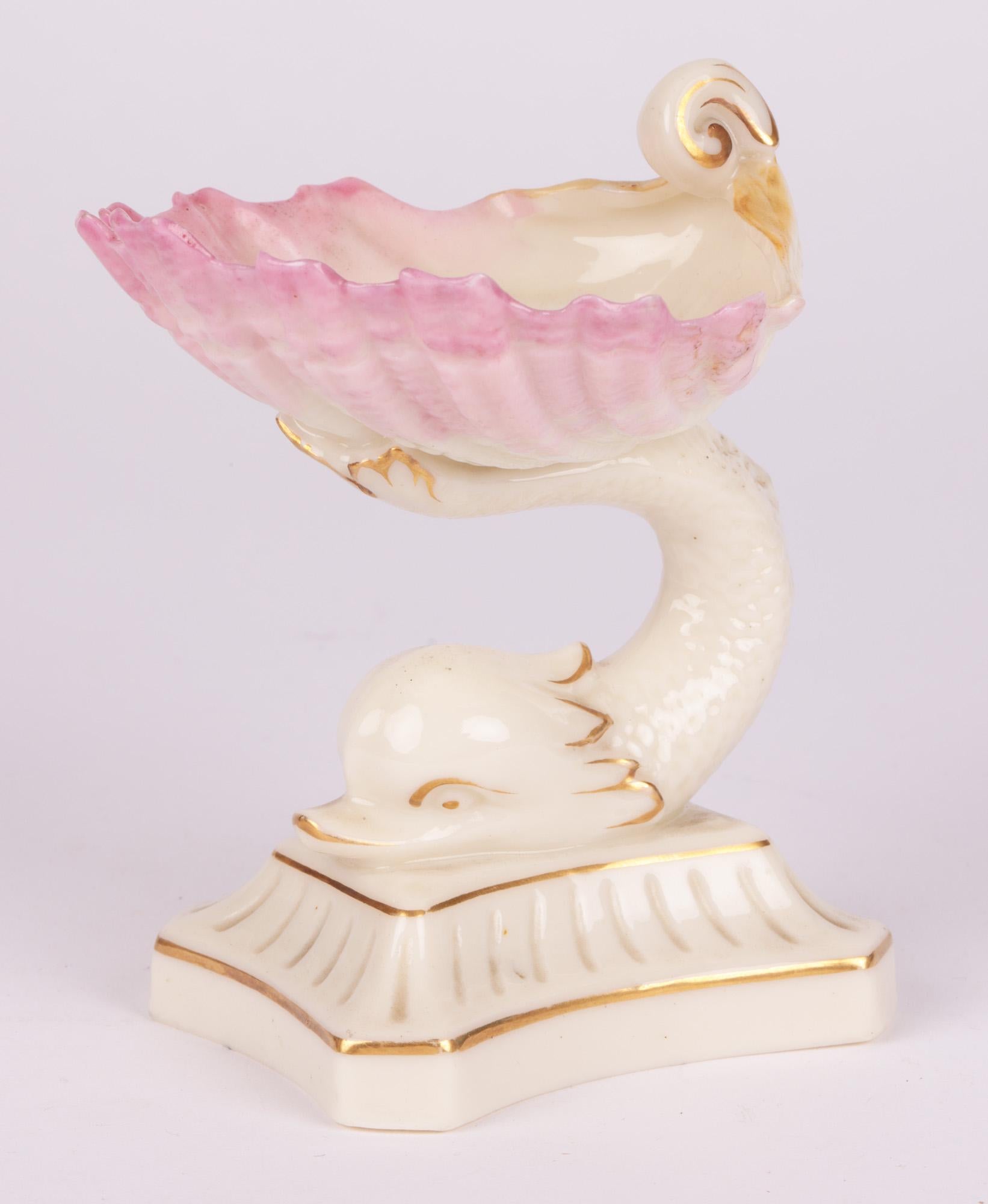 Grainger Worcester Porcelain Dolphin Support Shell Shaped Salt c.1860 For Sale 8