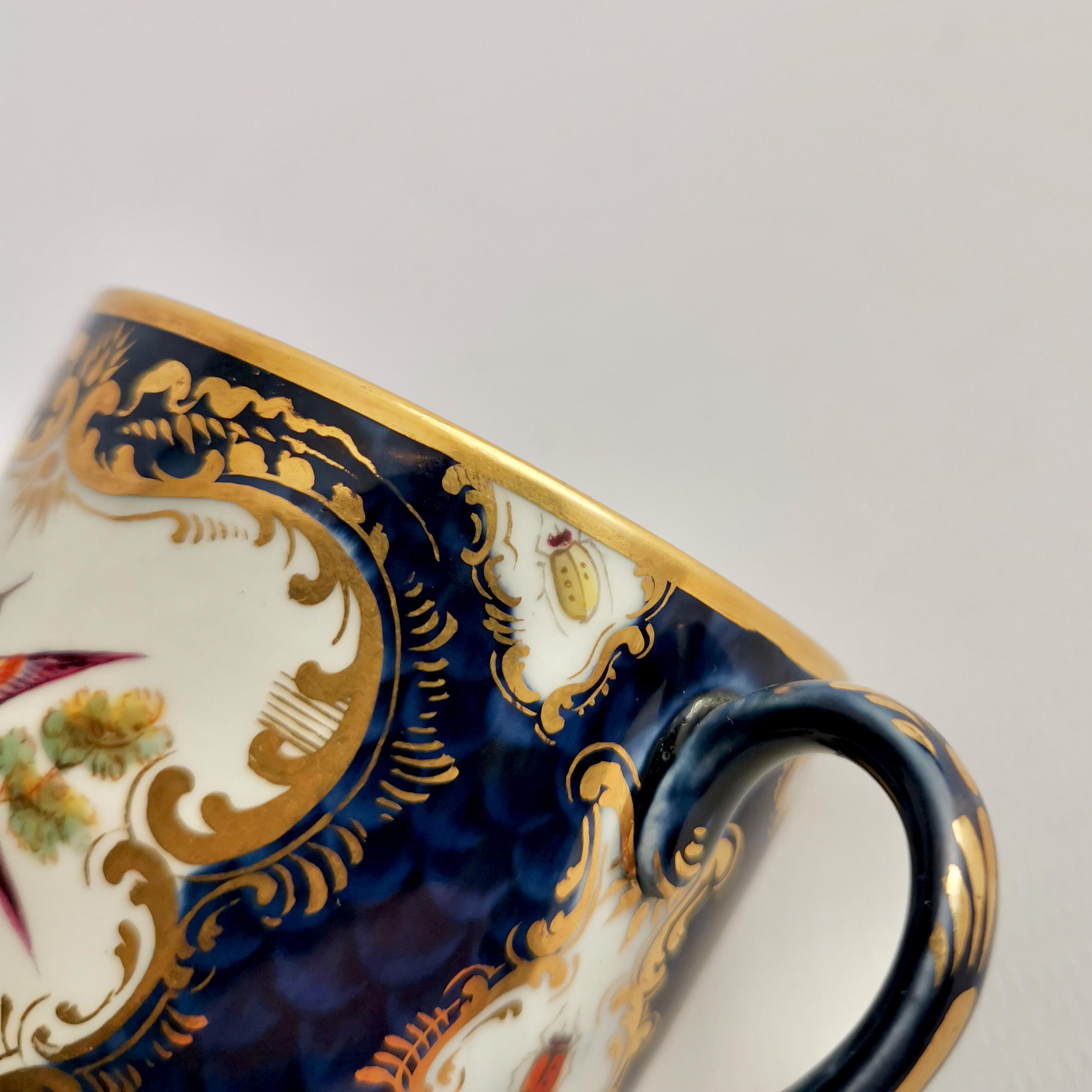 Grainger Worcester Porcelain Orphaned Coffee Cup, Blue Scale, Sèvres Birds, 1886 2