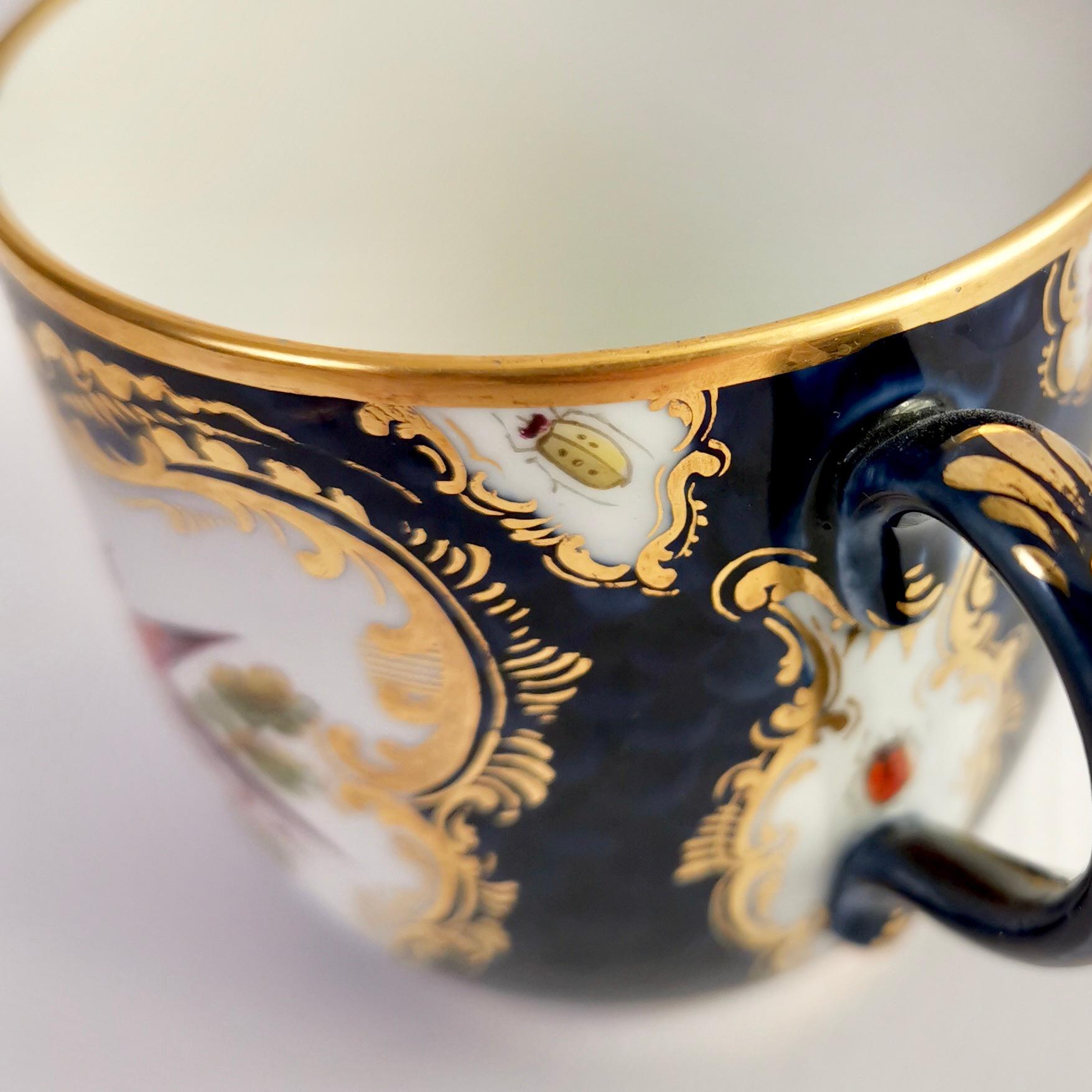 Grainger Worcester Porcelain Orphaned Coffee Cup, Blue Scale, Sèvres Birds, 1886 3