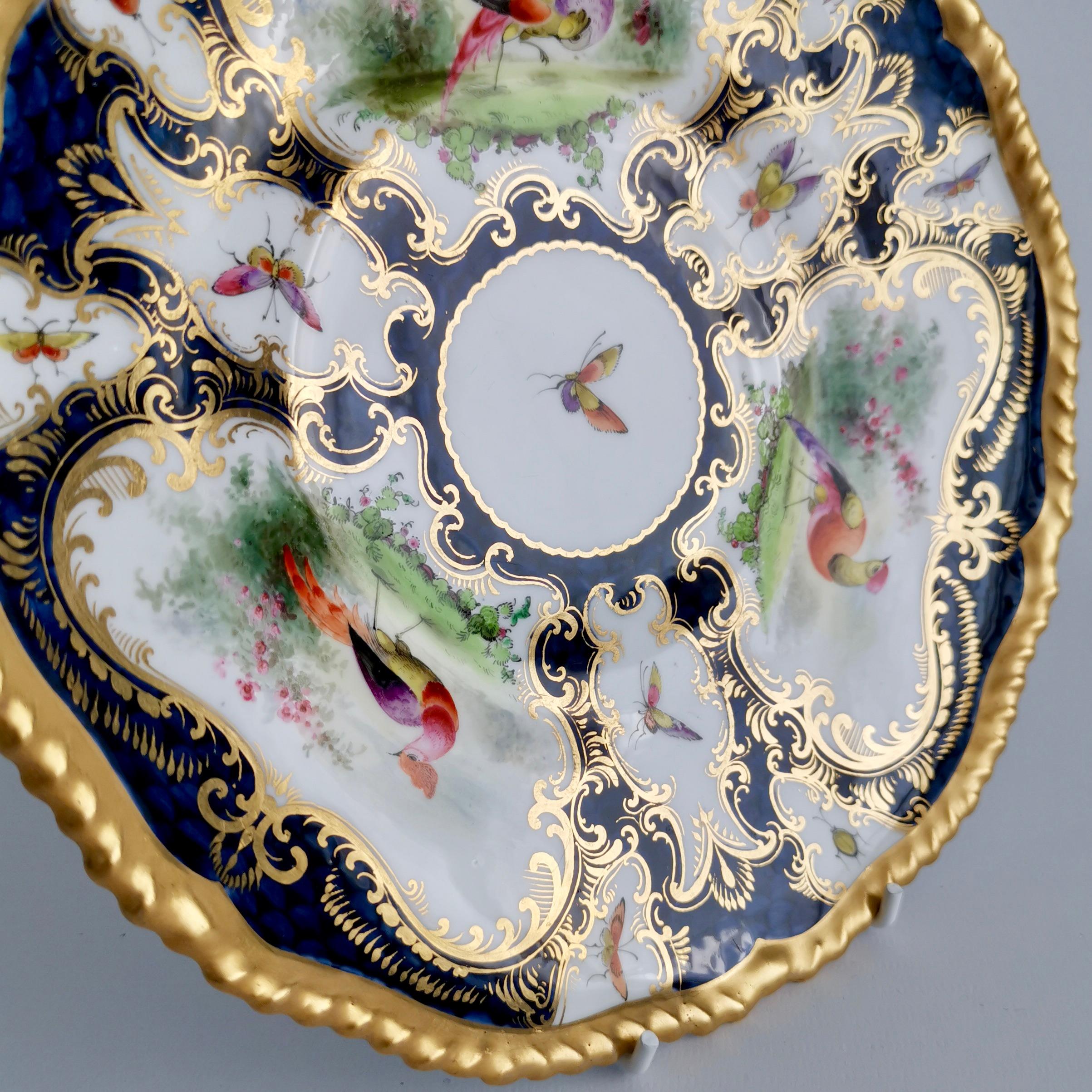 Late 19th Century Grainger Worcester Porcelain Plate, Blue Scale, Sevres Birds & Insects, 1899 '2'
