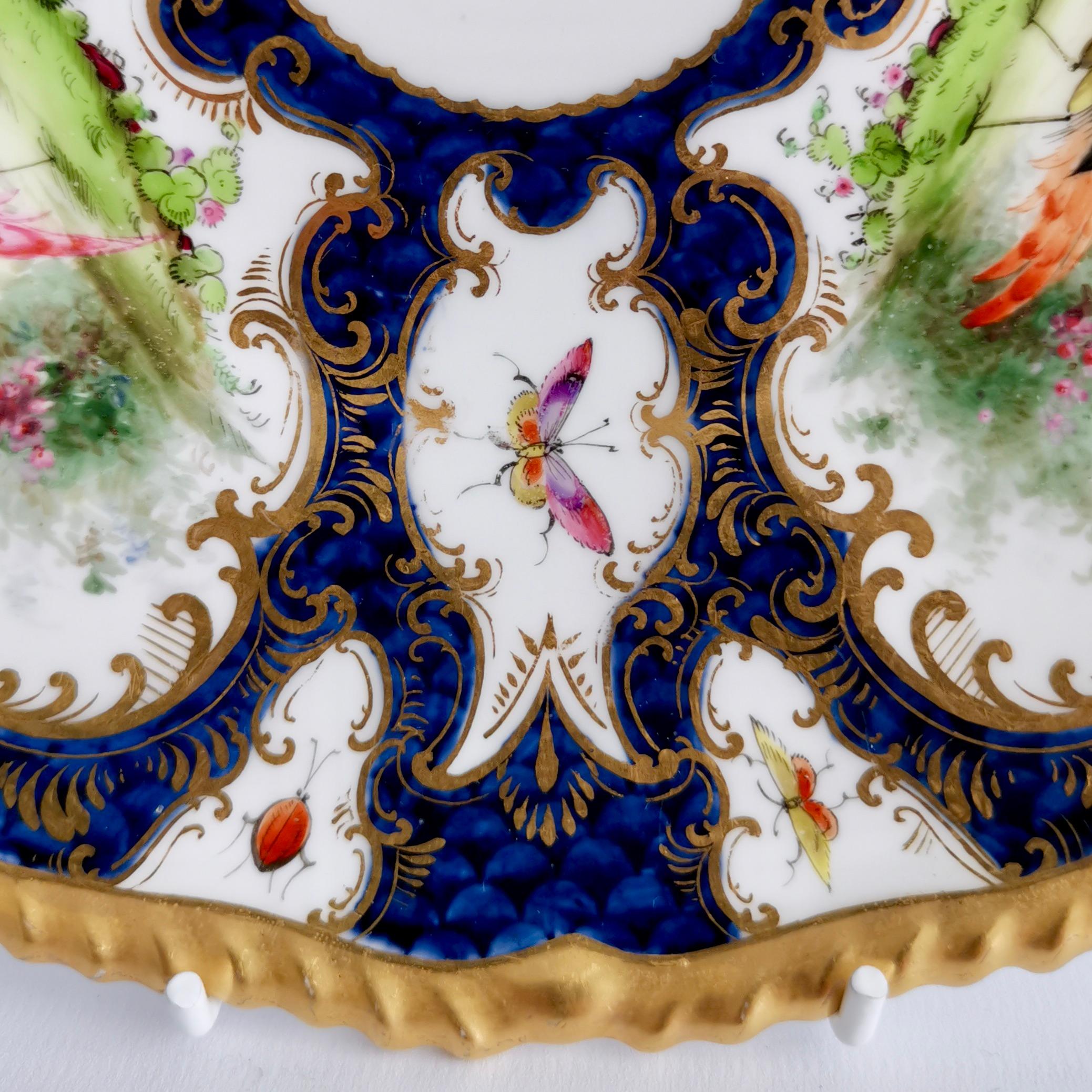 Grainger Worcester Porcelain Plate, Blue Scale, Sevres Birds & Insects, 1899 '2' In Good Condition In London, GB