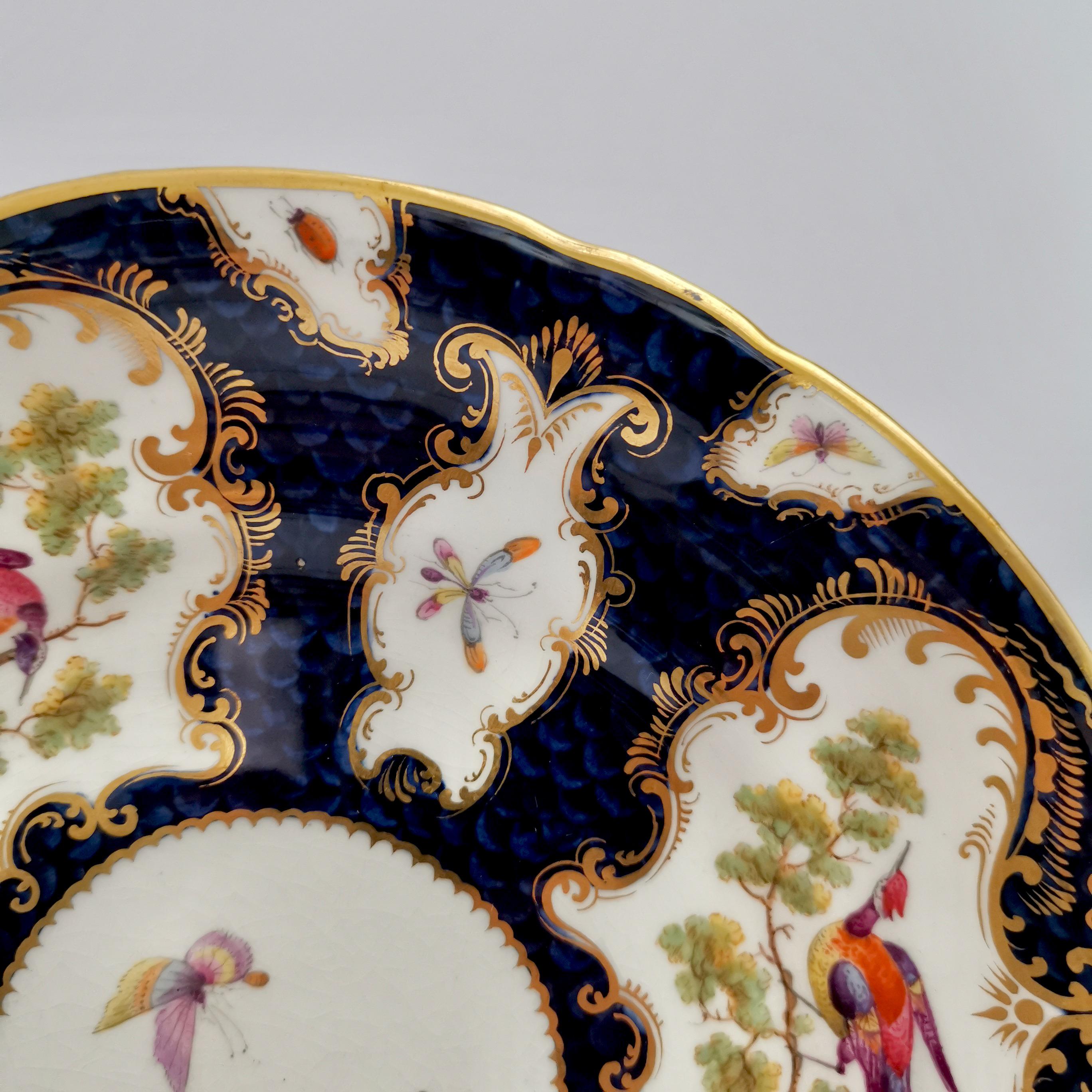 Grainger Worcester Porcelain Plate, Blue Sèvres Birds and Insects circa 1880 '2' In Good Condition In London, GB