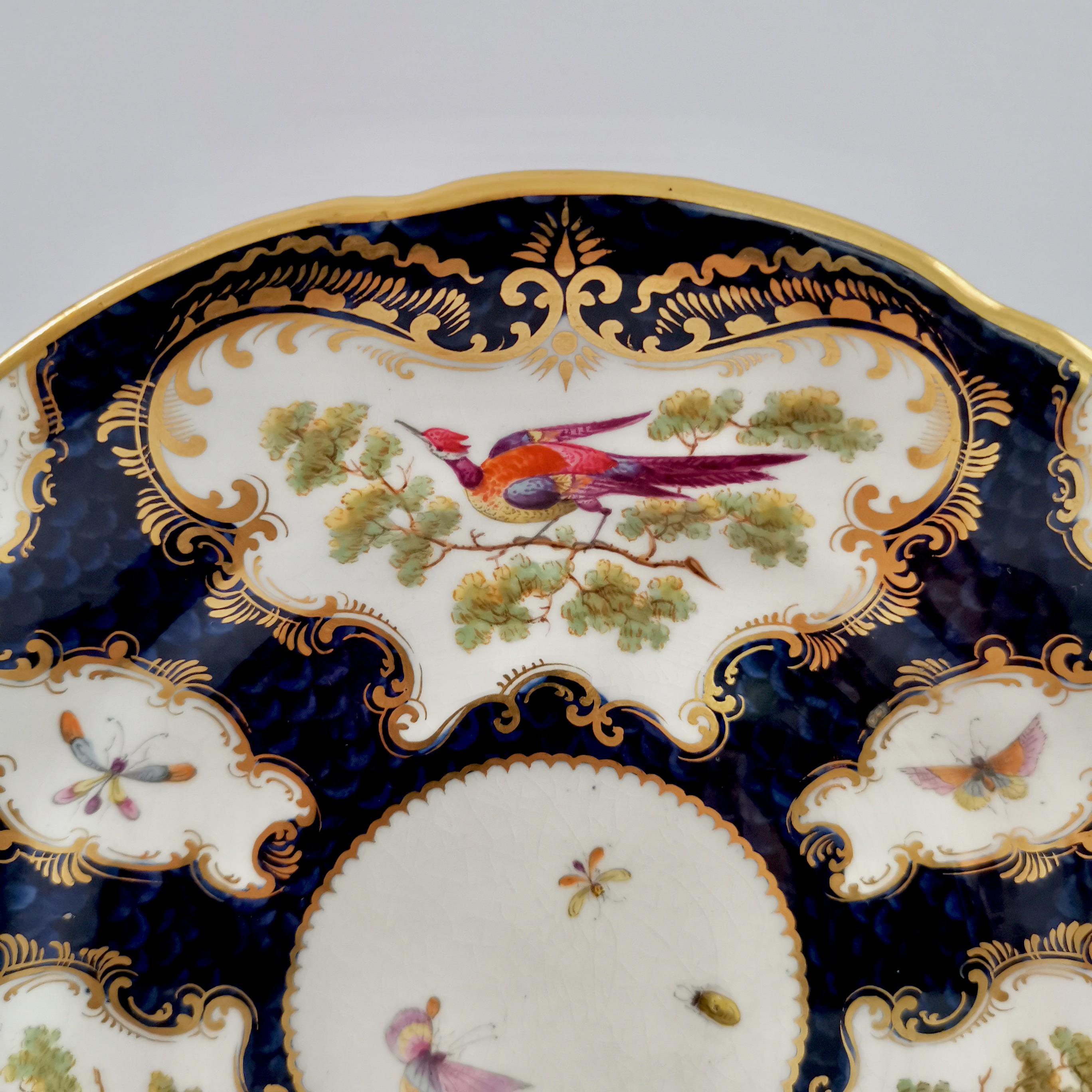 Late 19th Century Grainger Worcester Porcelain Plate, Blue Sèvres Birds and Insects circa 1880 '2'