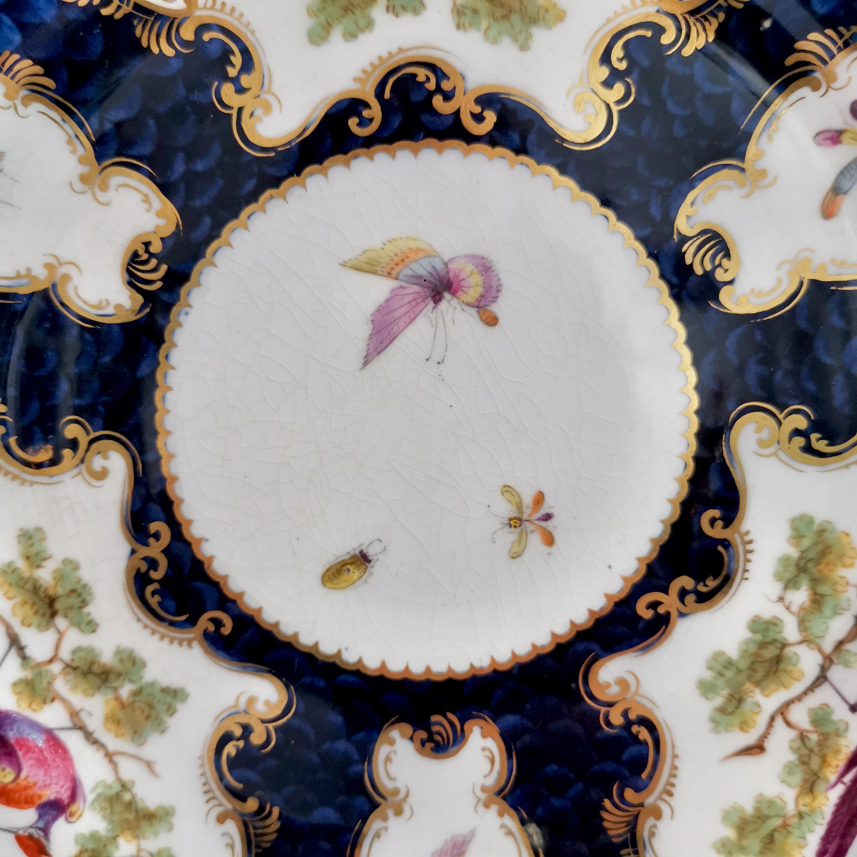 Grainger Worcester Porcelain Plate, Blue Sèvres Birds and Insects circa 1880 '2' 2