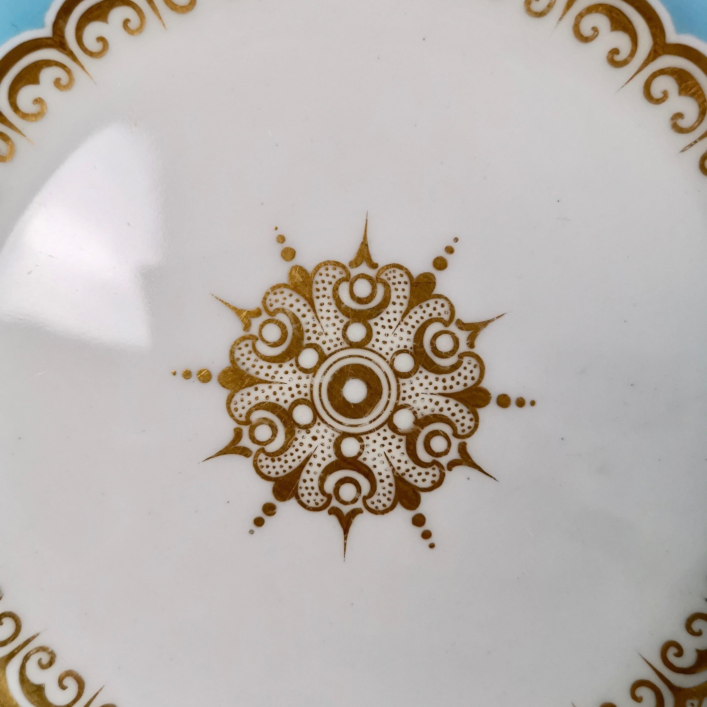 Mid-19th Century Grainger Worcester Porcelain Plate, Sky Blue with Landscapes, Victorian