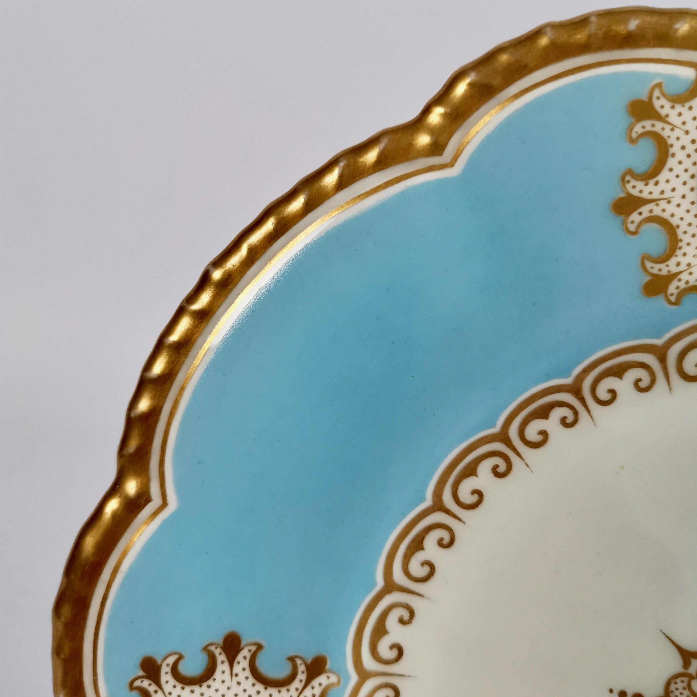 Grainger Worcester Porcelain Plate, Sky Blue with Landscapes, Victorian 1
