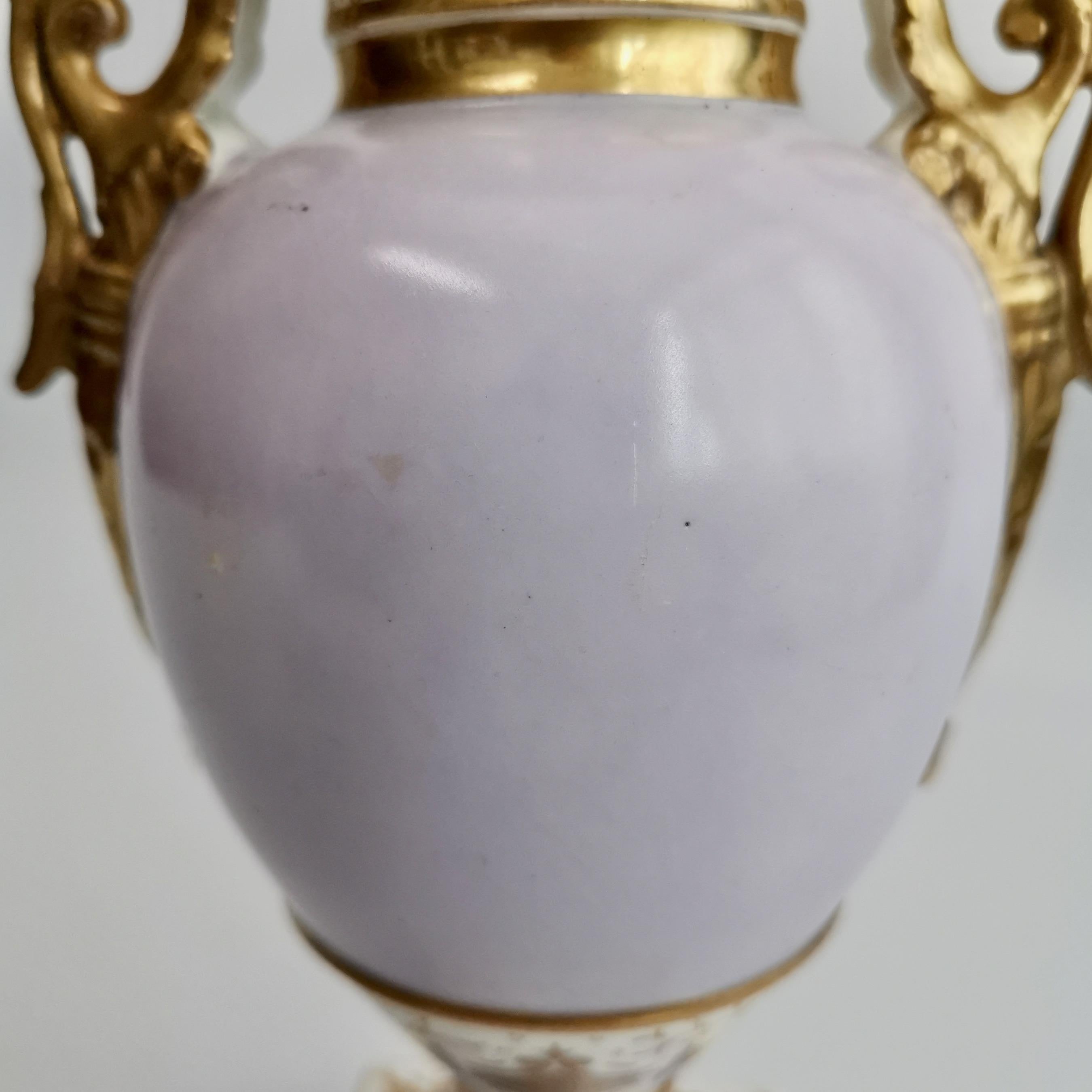 Grainger Worcester Porcelain Vase, Lilac, View of Hagley, Regency Empire a 1820 7