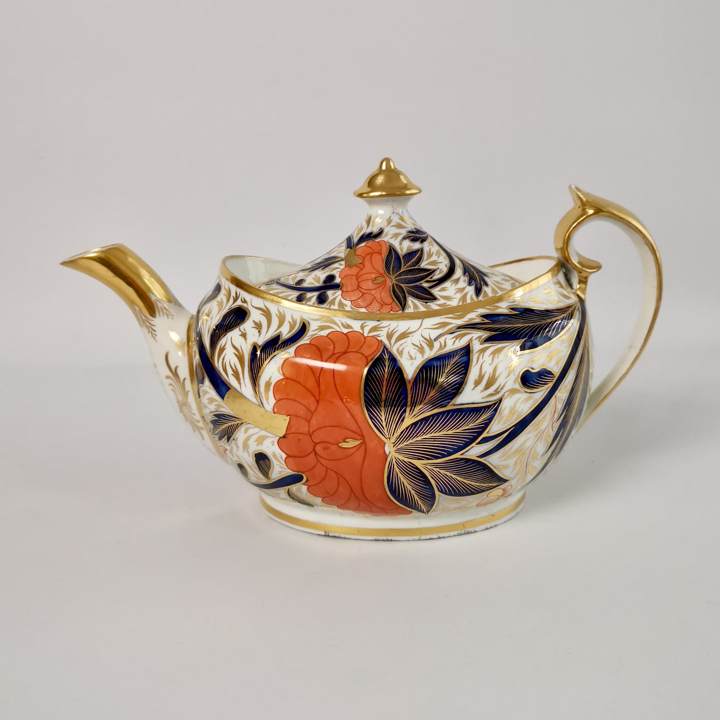 Hand-Painted Grainger Worcester Tea Service, Orange Imari, Regency 1810