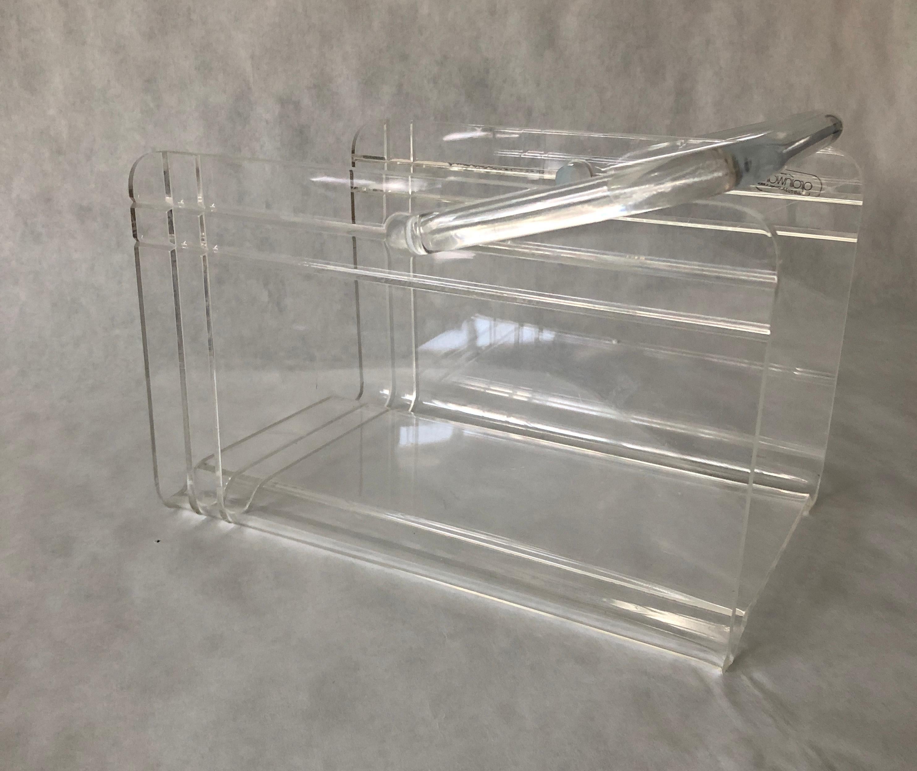 Grainware Clear Lucite or Acrylic Magazine Rack / Caddy / Holder with Handle For Sale 8