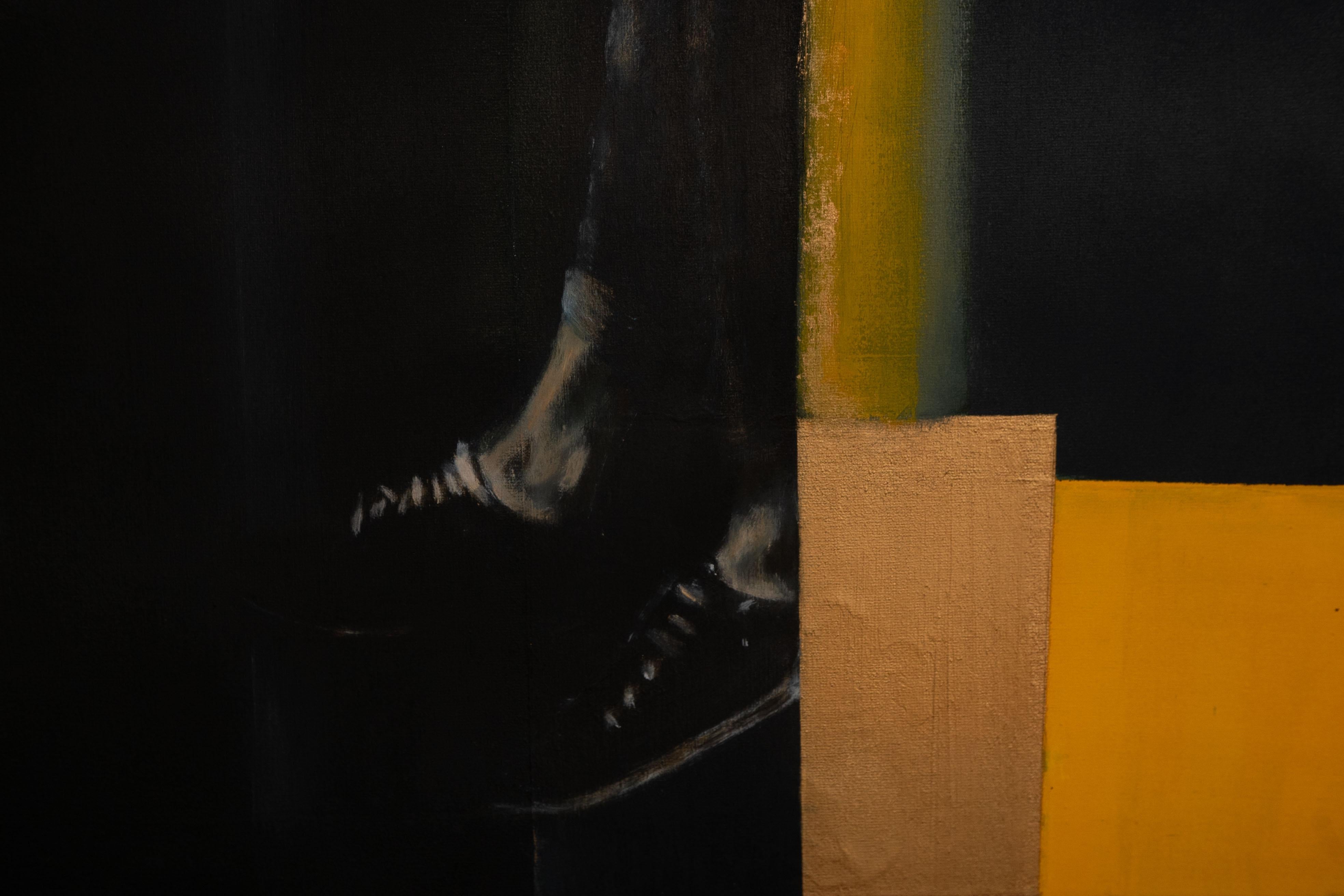 Oil on canvas painting of a man and a bird, called 'L'homme et l'oiseau' For Sale 1