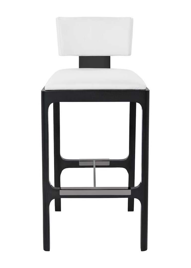 Gramercy Counter Stool in White Leather with Ash Frame by Powell and ...