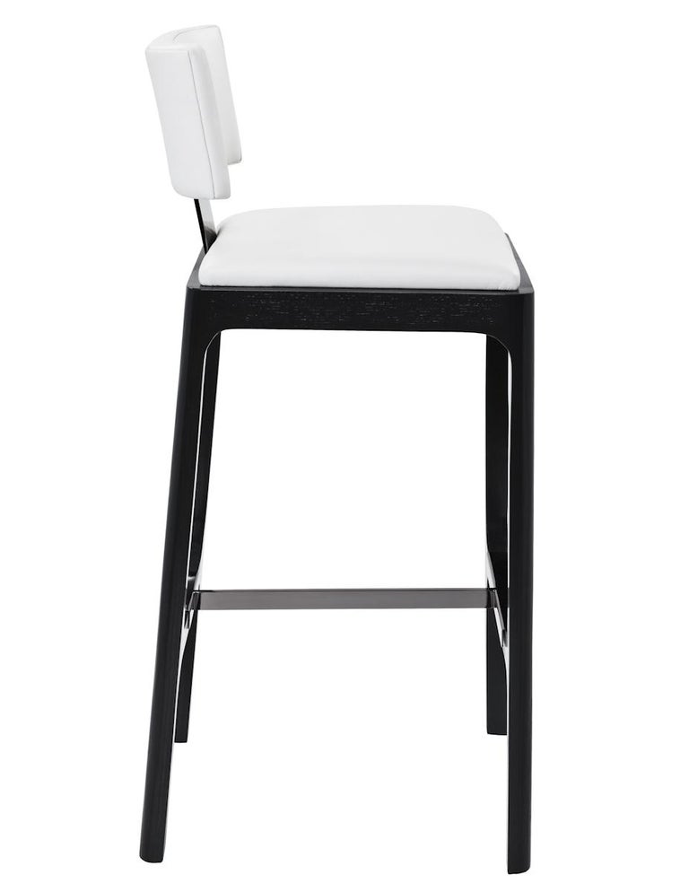 Gramercy Counter Stool in White Leather with Ash Frame by Powell and ...