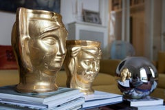 Grammichele Testa Di Moro O Malandrina Vases Hand Made in Sicily Gold Finish