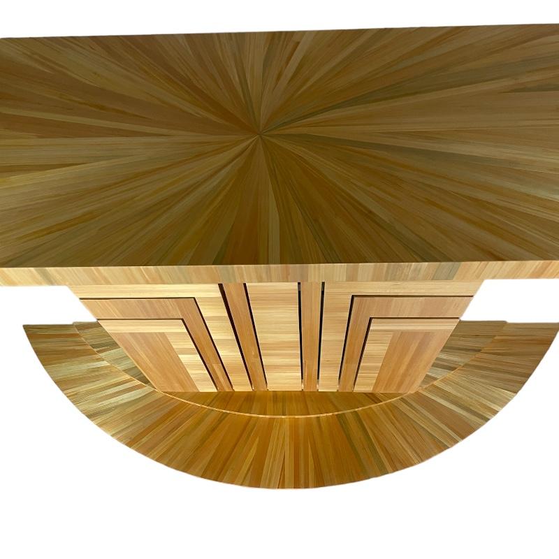 Large Art Deco Style Console In Straw Marquetry unique piece For Sale 1