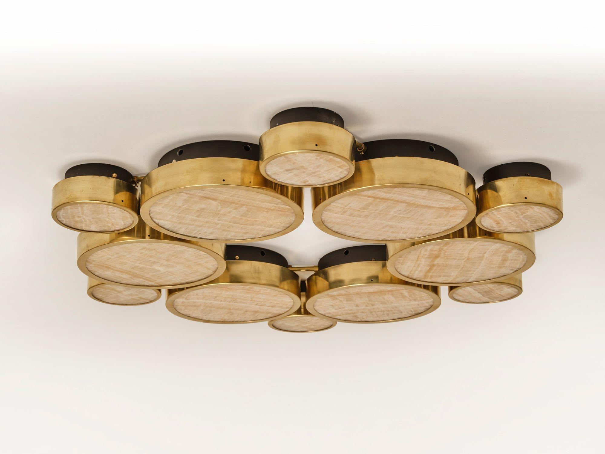 Gran Costellazione Cassiopeia Messing Onyx Flush Mount Kronleuchter Piattelli design (21. Jahrhundert und zeitgenössisch) im Angebot
