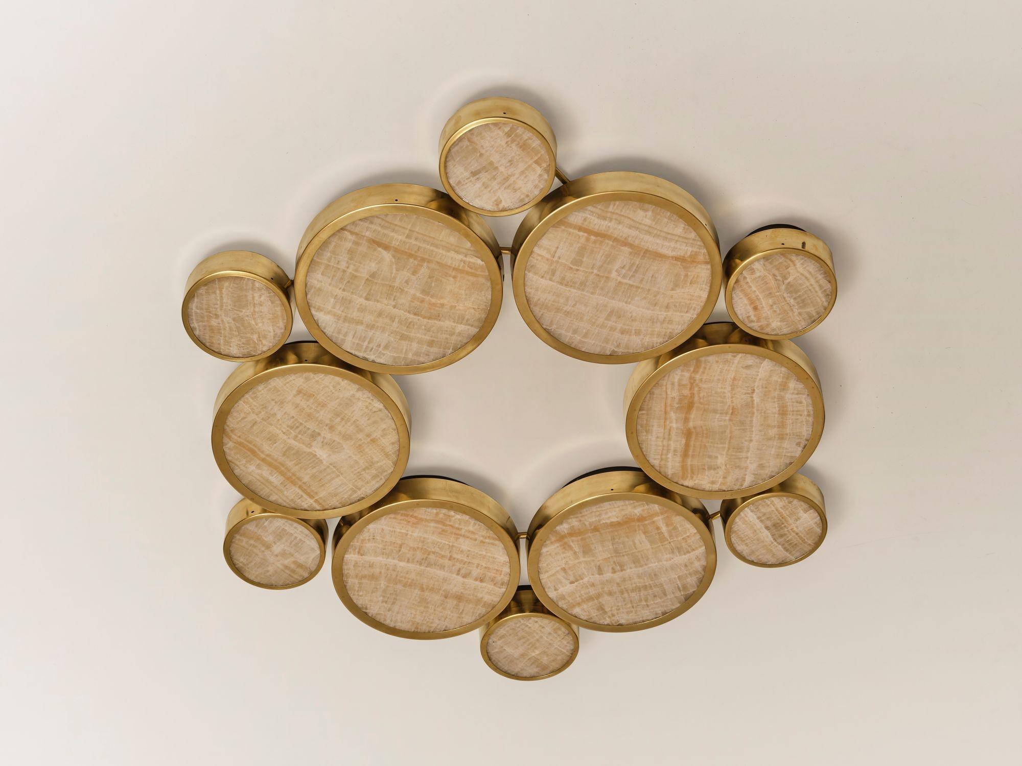 Gran Costellazione Cassiopeia Messing Onyx Flush Mount Kronleuchter Piattelli design im Angebot 2