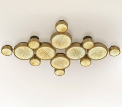 Gran Costellazione, Gemini, Brass Onyx Flush Mount Chandelier Piattelli design