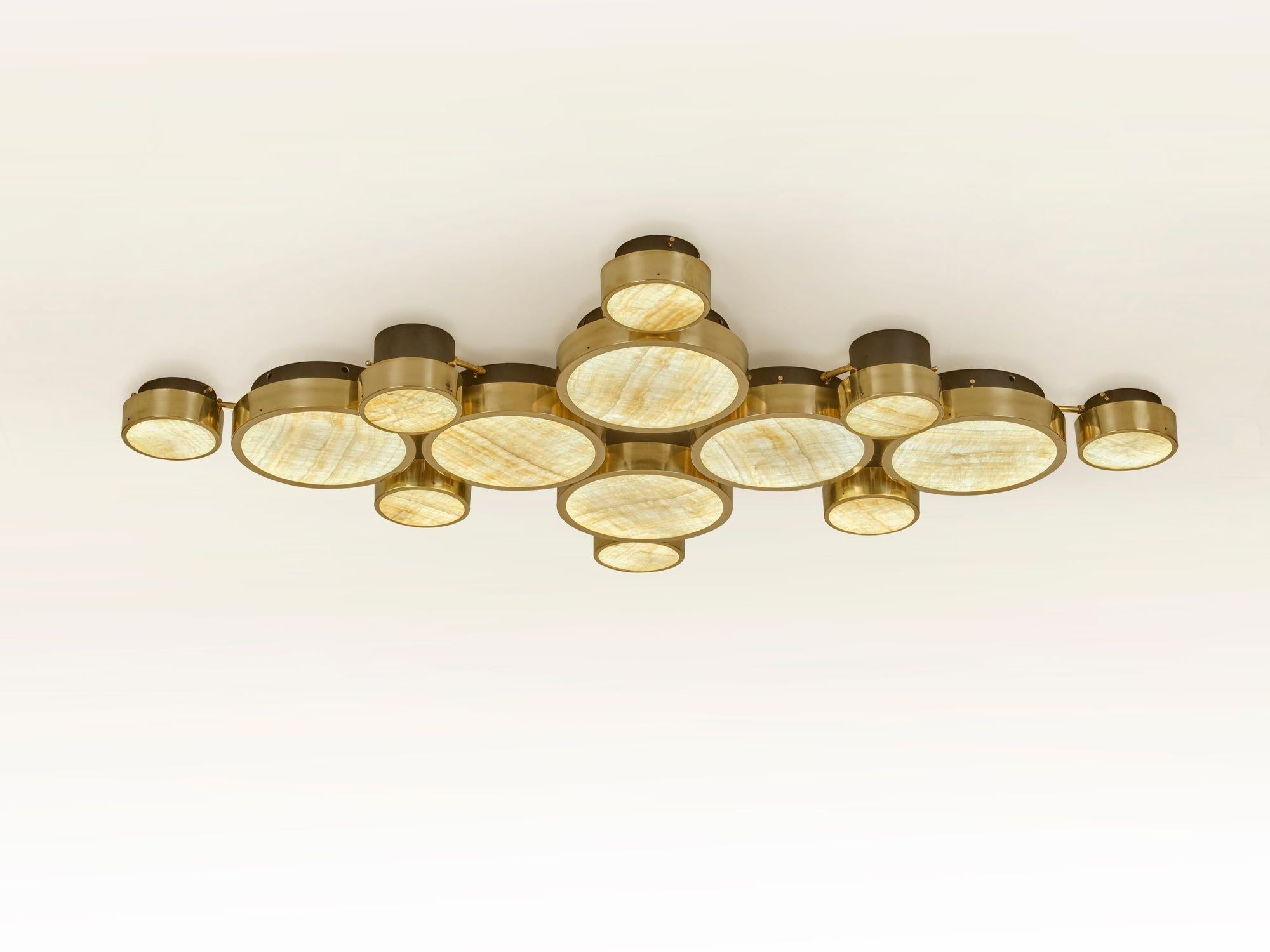 Gran Costellazione, Géminis, Lámpara empotrada de ónice y latón Diseño Piattelli Latón en venta