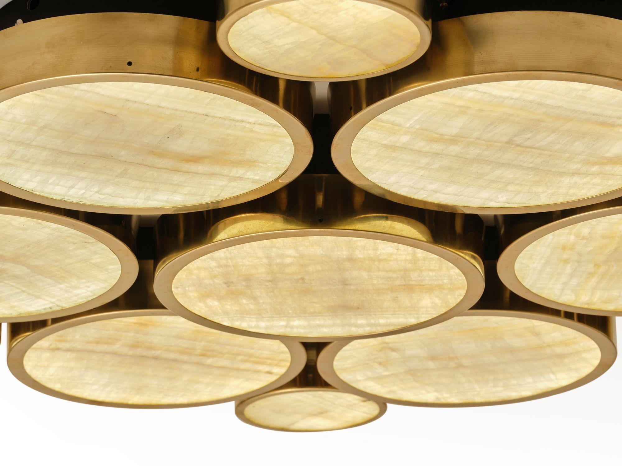 Gran Costellazione, Libra, Brass Onyx Flush Mount Chandelier Piattelli design For Sale 6