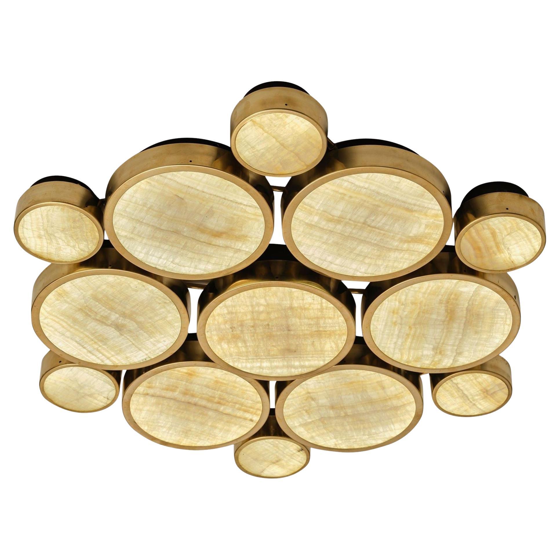 Gran Costellazione, Libra, Brass Onyx Flush Mount Chandelier Piattelli design