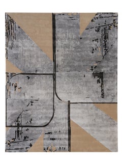 GRAN Hand Tufted Contemporary Rug in Silver Grey and Beige Gold Colours by Hands