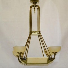 Large Art Deco Lamp in Bronze and Alabaster, 1920s