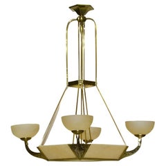 Grande lampada Art Déco in bronzo e alabastro, anni '20