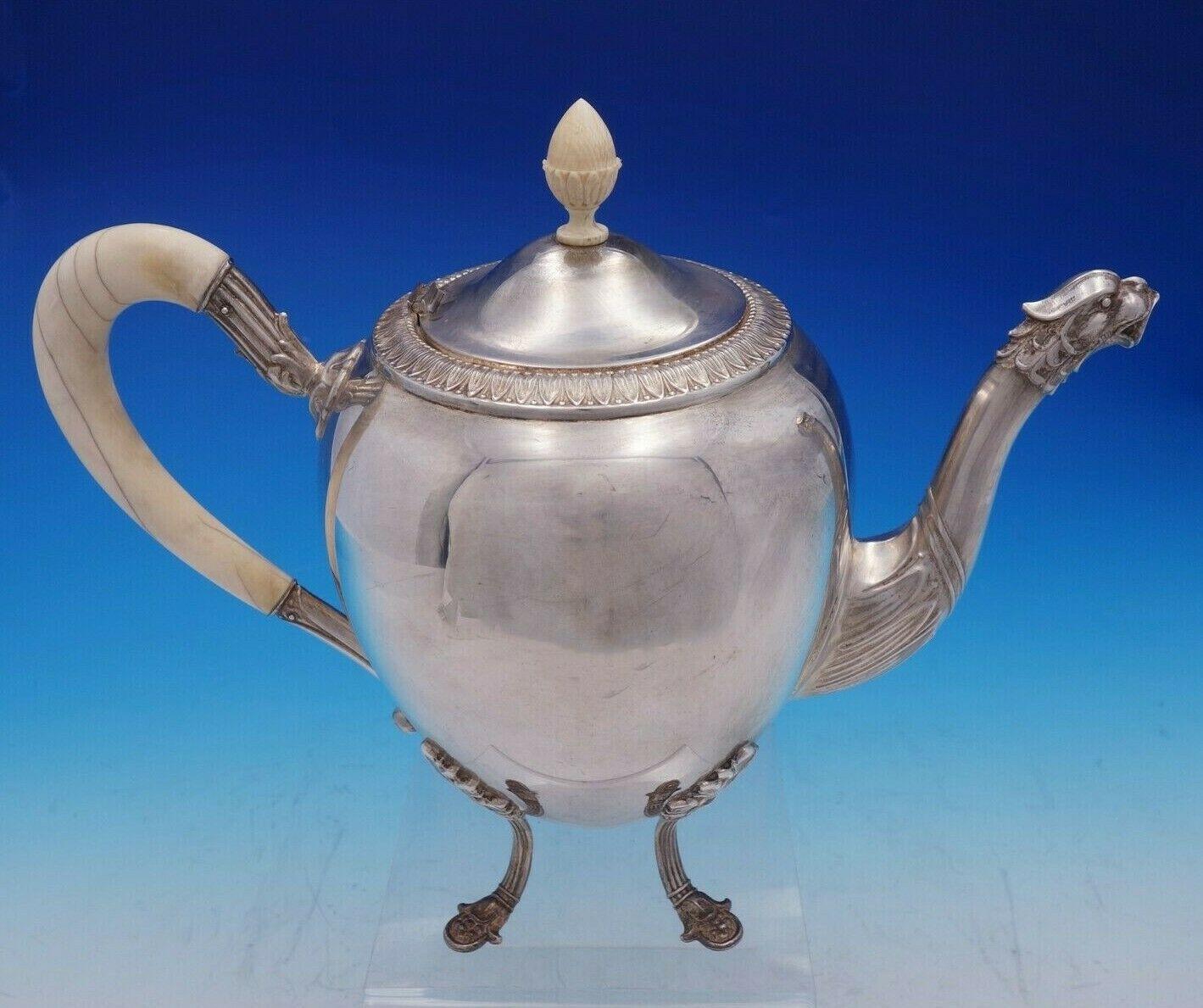 Gran Paris by Camusso Sterling Silver Tea Set 5-Piece Griffin Spouts For Sale 3