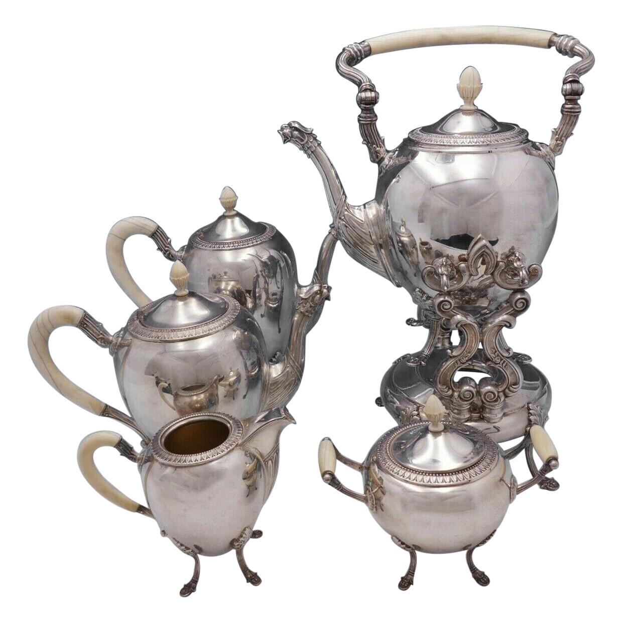 Gran Paris by Camusso Sterling Silver Tea Set 5-Piece Griffin Spouts For Sale