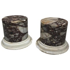 Gran Tour Italian Marble Breccia Of Sciro Violet White and Yellow Pedestals