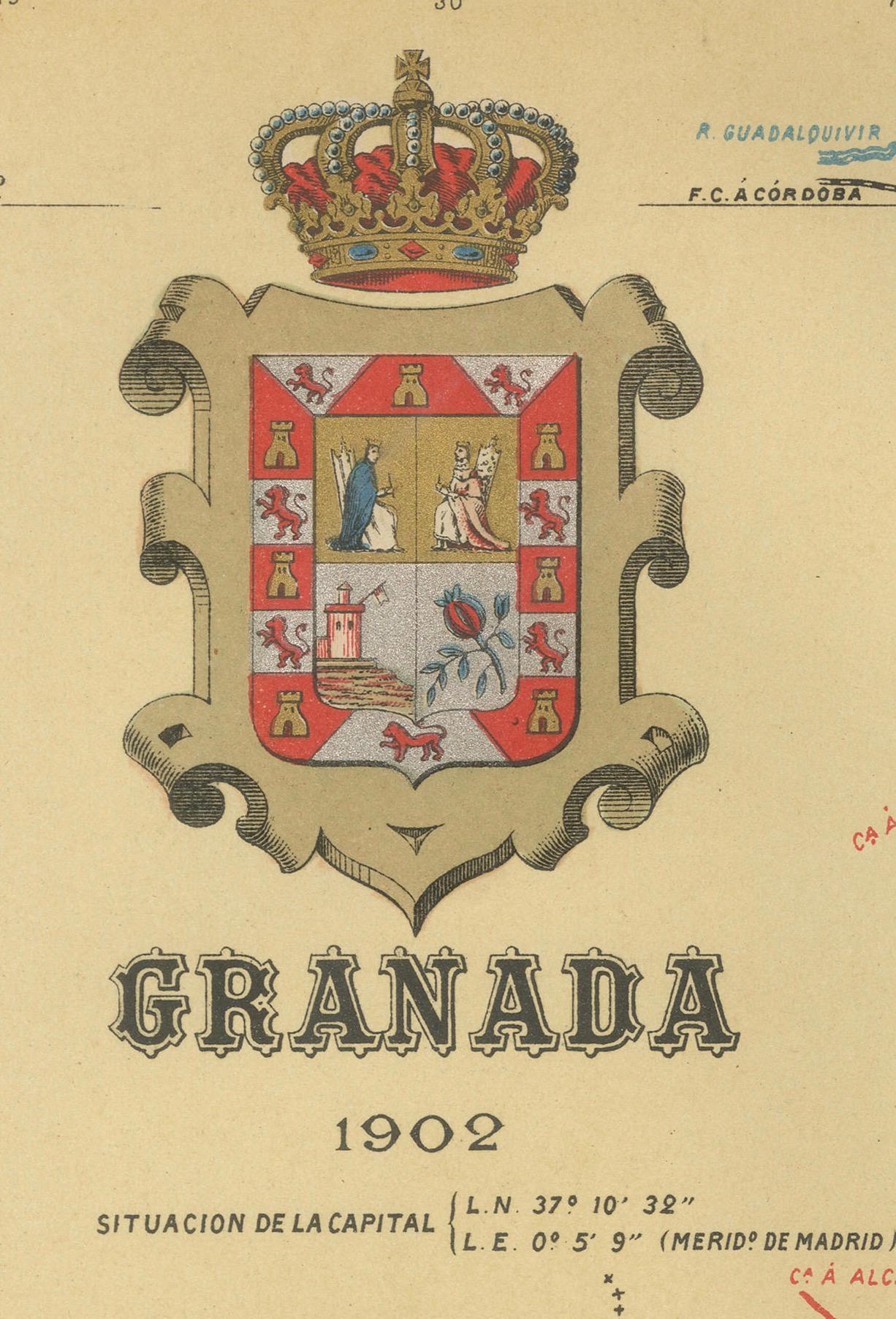 Granada 1902: A Cartographic Exploration of Andalusia's Mountainous Province For Sale 2