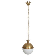 "Granada" brass and white opaline ceiling lamp, Barracuda Edition.