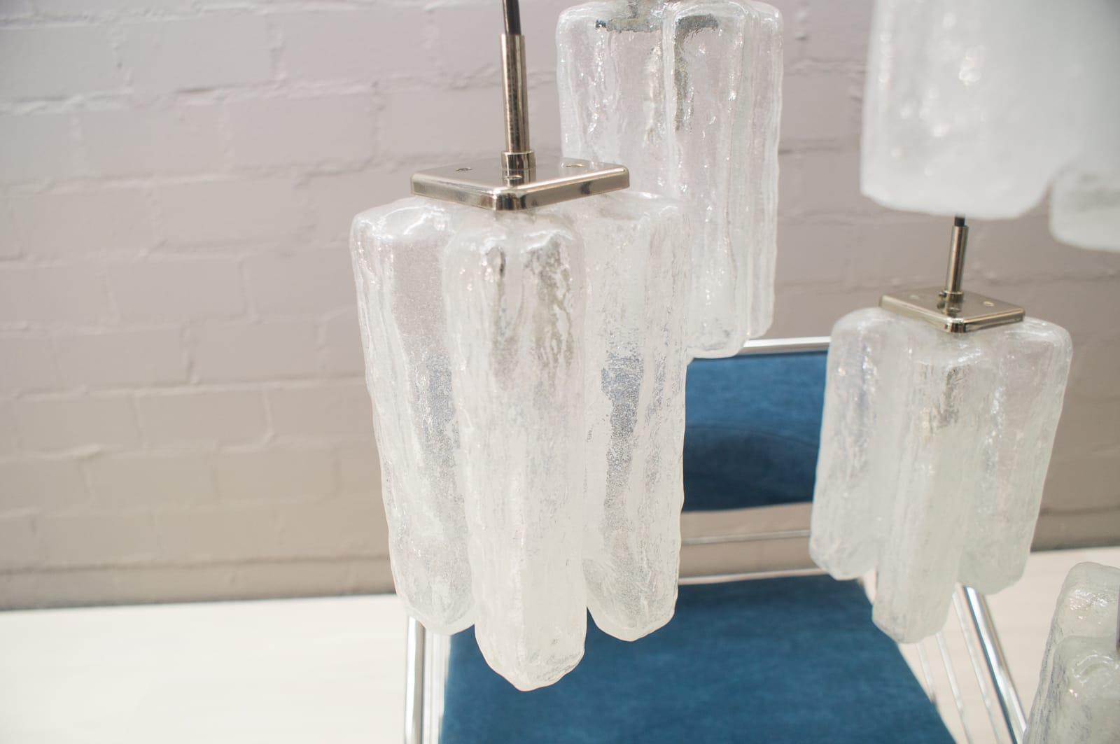 Granada Ice Glass Cascading Ceiling Lamp from Kalmar Franken KG, 1960s For Sale 1