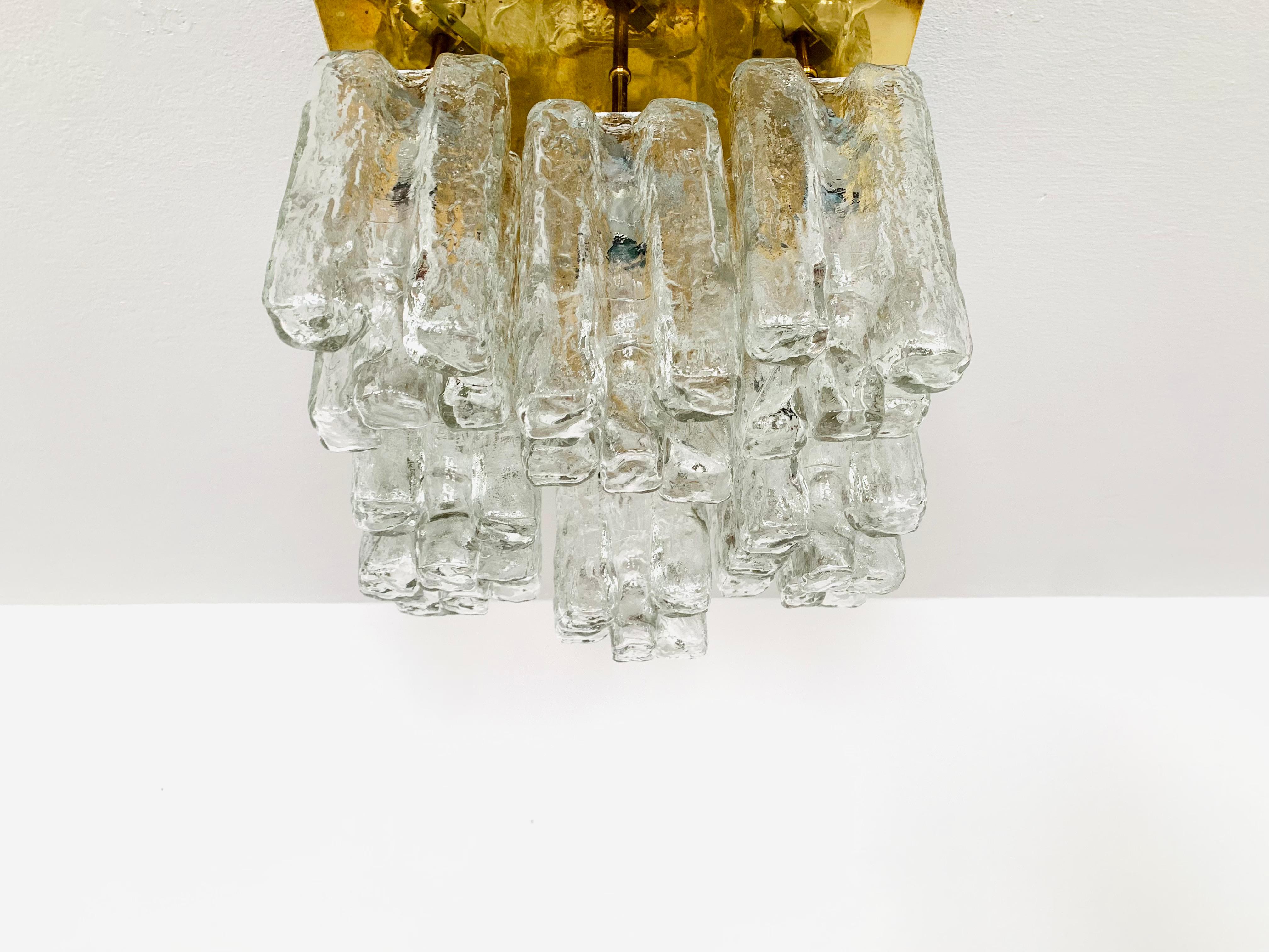Mid-Century Modern Granada Ice Glass Flush Light by J.T. Kalmar