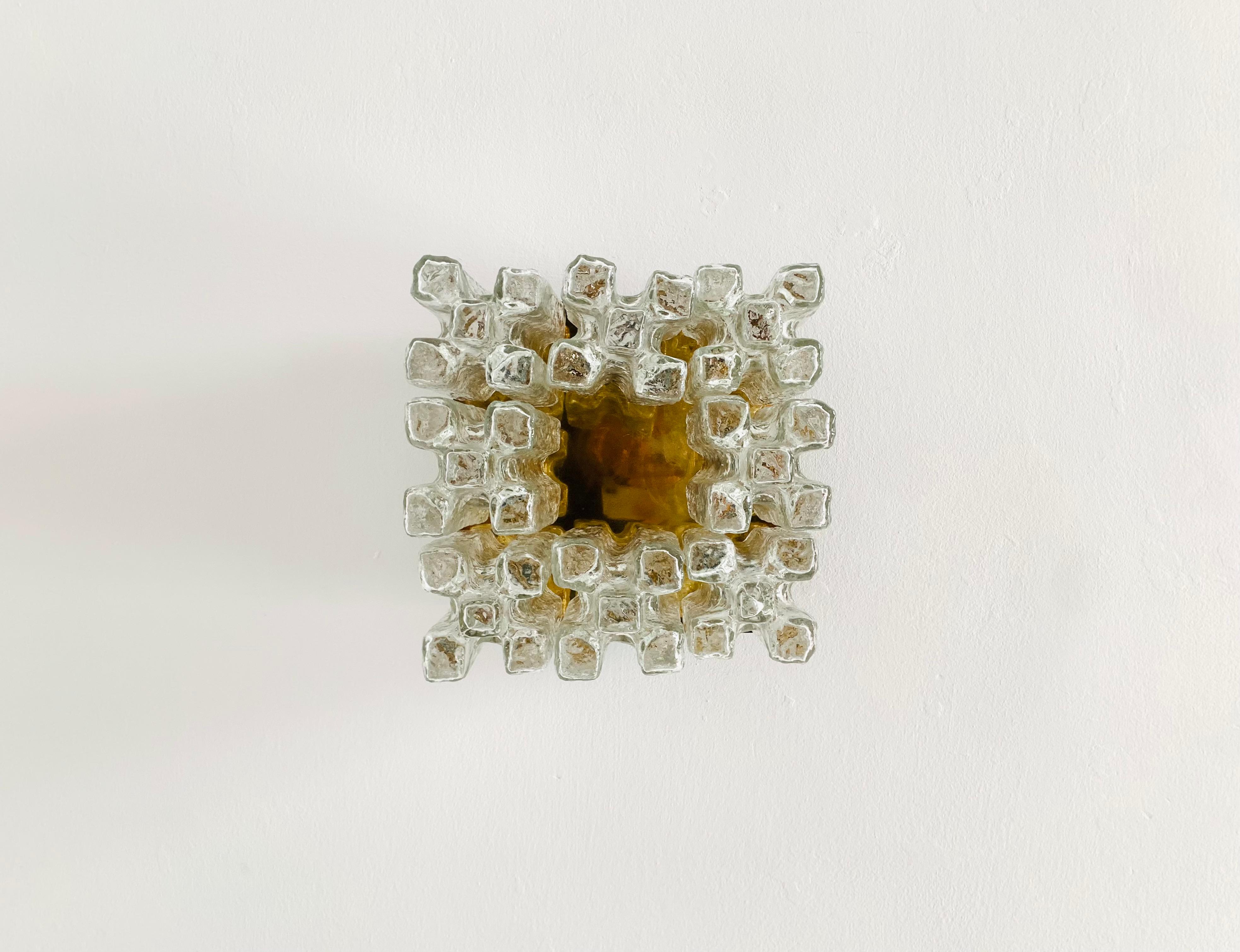 Mid-20th Century Granada Ice Glass Flush Light by J.T. Kalmar
