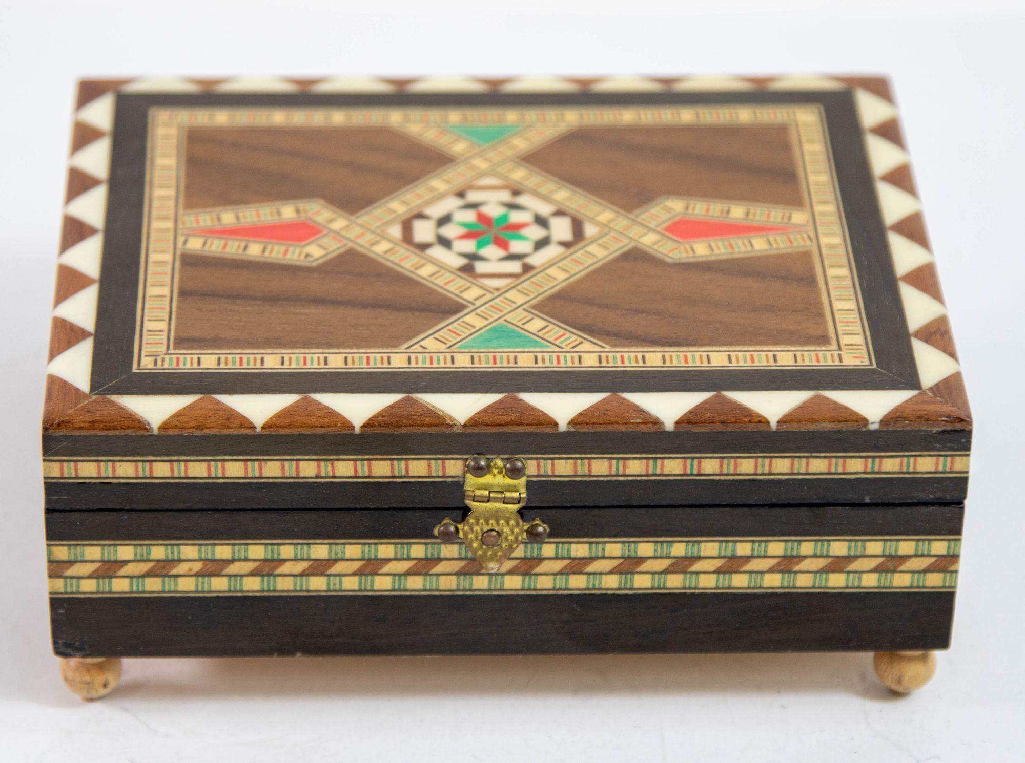 Islamic Granada Moorish Spain Inlaid Marquetry Jewelry Music Box For Sale