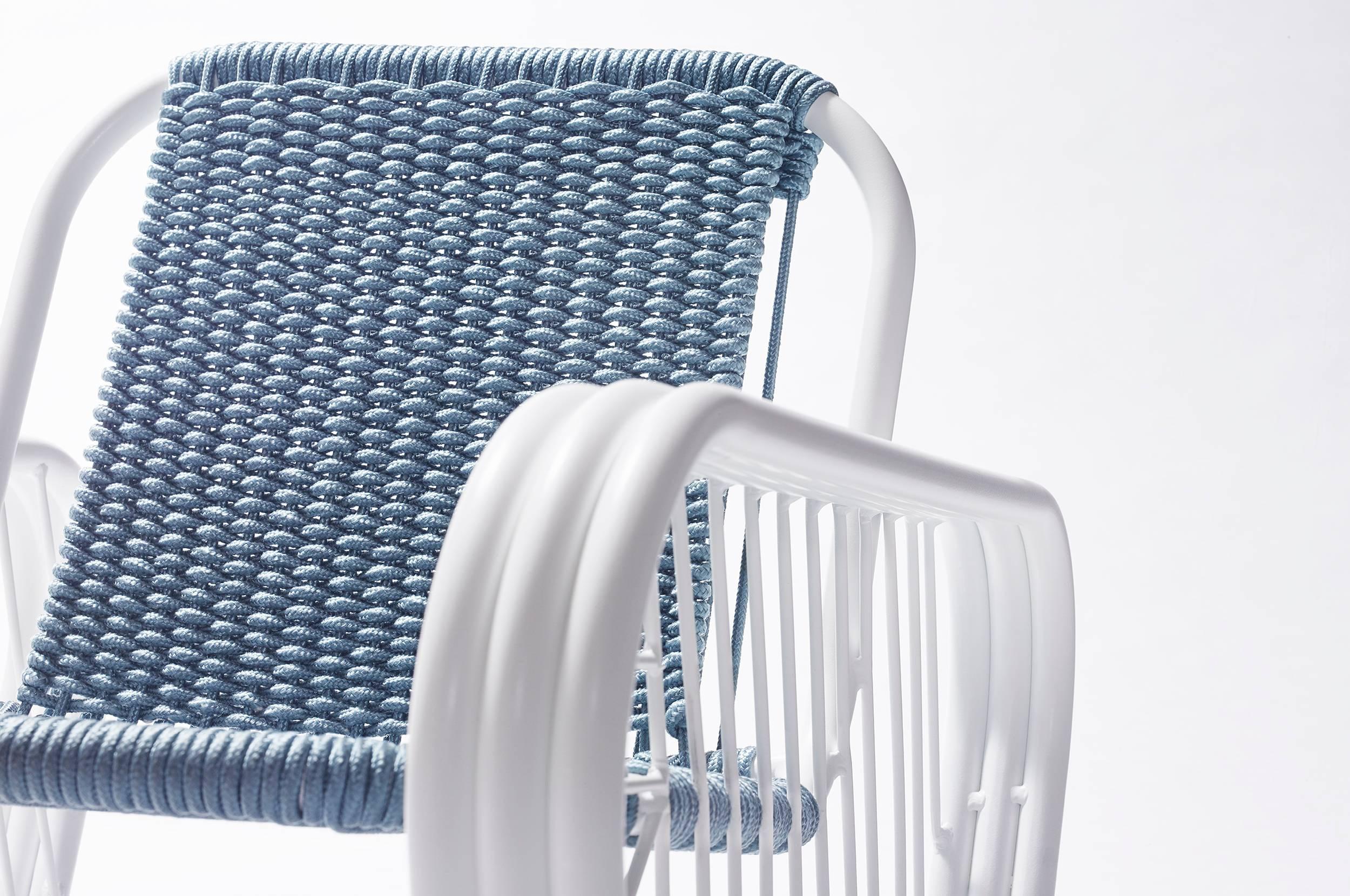 Granada Outdoor Club Chair with Hand Woven Rope Seat 2018 by Post & Gleam (Pulverbeschichtet) im Angebot