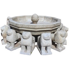 Granadas' Alhambra Lion Fountain Hand Carved in Aged Macael Marble