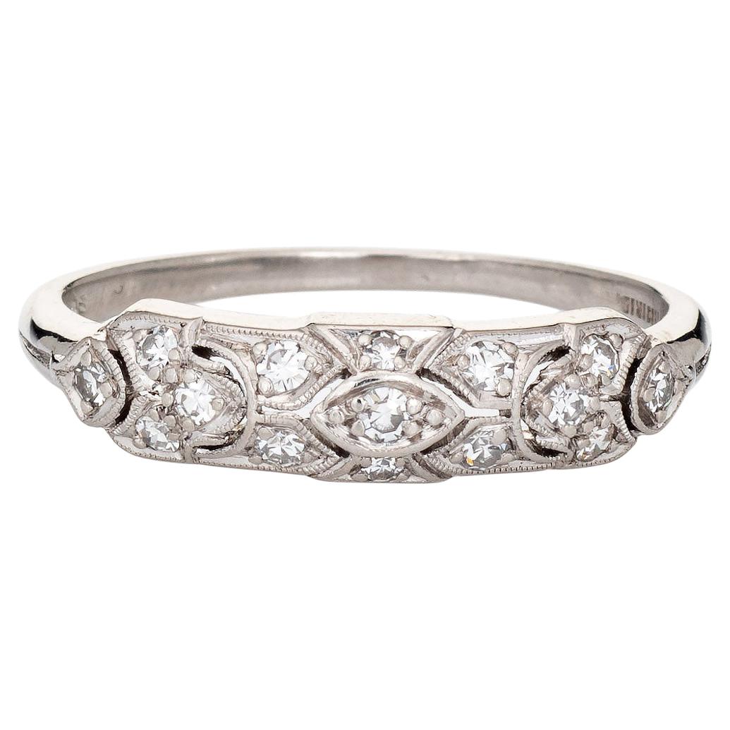 Granat Bros Diamond Band Vintage Art Deco Platinum Ring Estate Jewelry