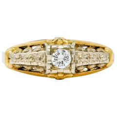 Antique Granat Brothers Diamond 14 Karat Two-Tone Gold Orange Blossom Engagement Ring