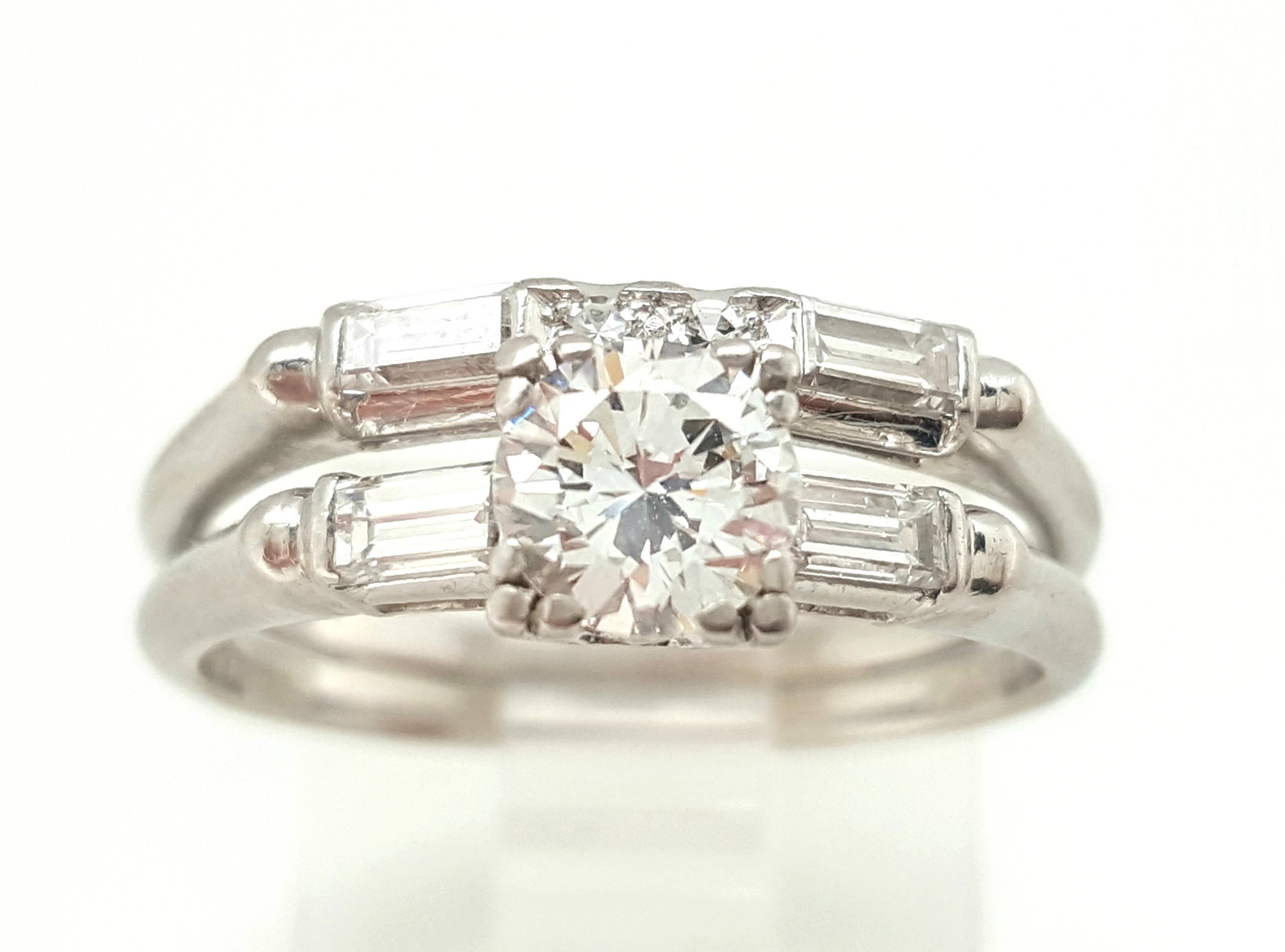 Art Deco Granat Brothers Platinum Vintage Style Diamond Wedding Set