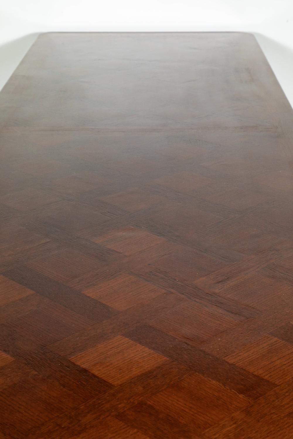 Grand 11 Foot Louis XV Country French Chateau Dining Table with Parquet Top In Good Condition In Birmingham, AL