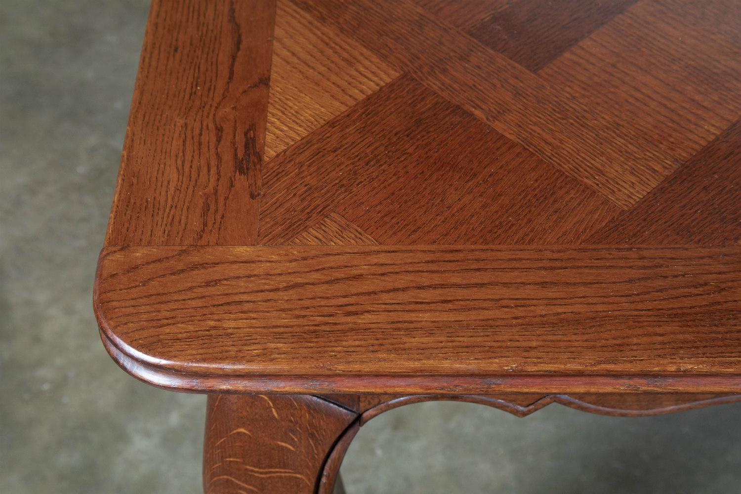 Oak Grand 11 Foot Louis XV Country French Chateau Dining Table with Parquet Top