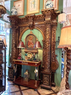 Grand 17th C. Viennese Baroque Archway Wood Door Surround Architectural Element