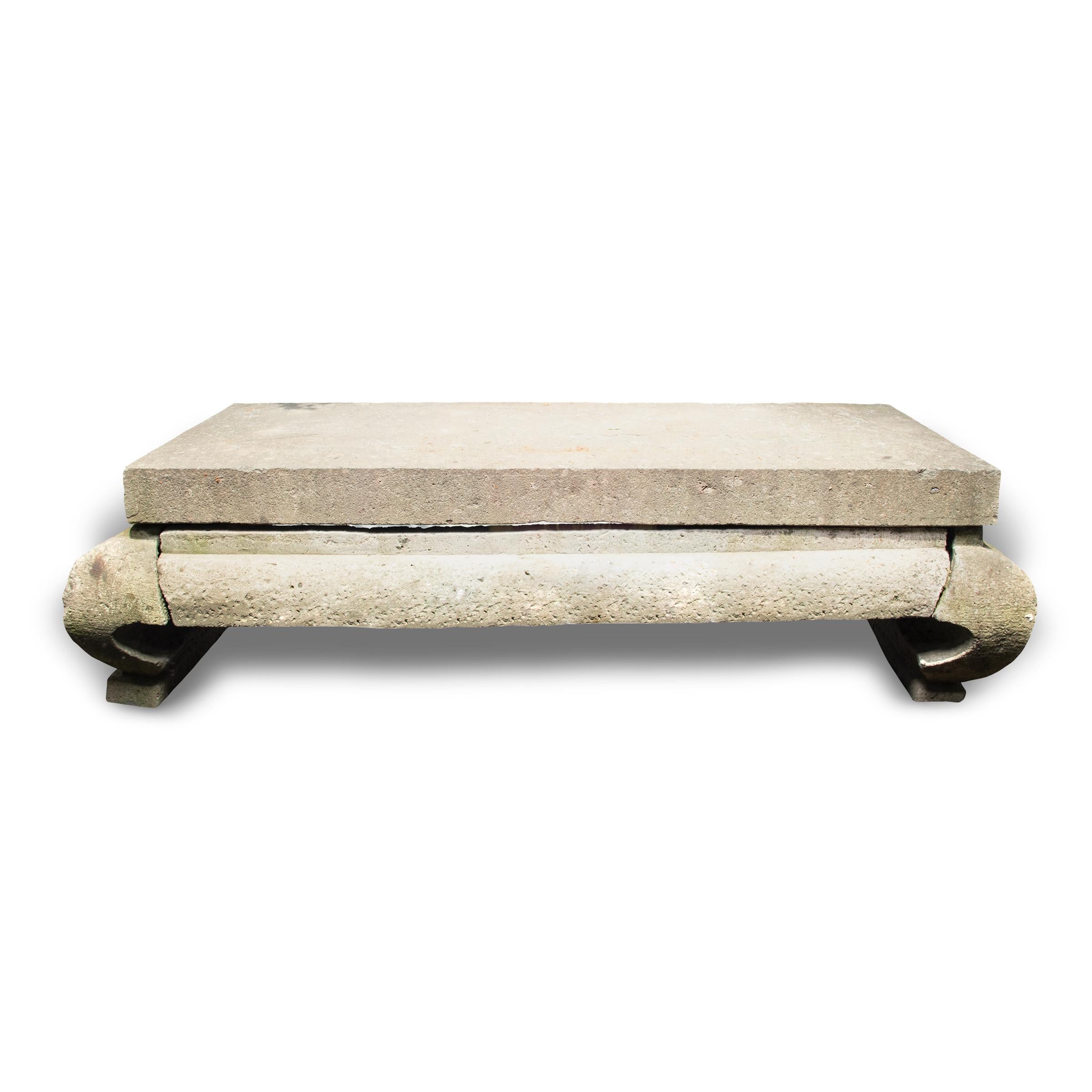 Qing Grand Chinese Limestone Table, c. 1650