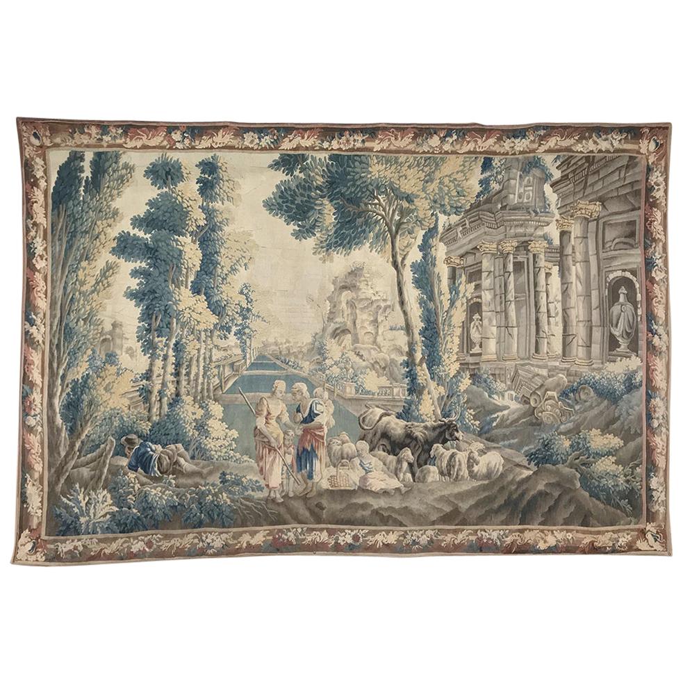 Grand Antique Belgian Renaissance Very Fine Woven Wool Gobelins 