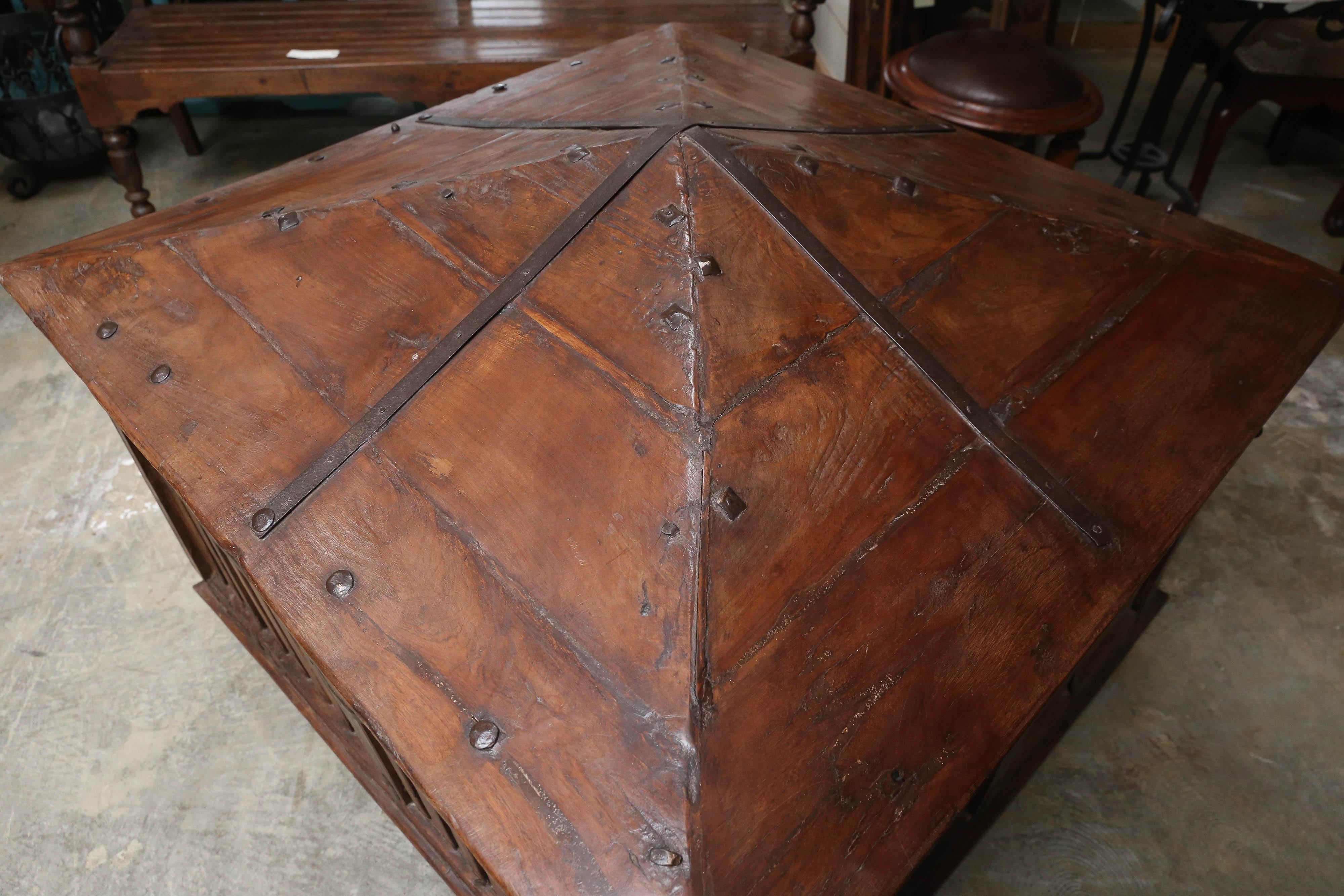 Grand 1890s Reinforced Solid Teak Wood Dog House from a Settler's Home For Sale 4