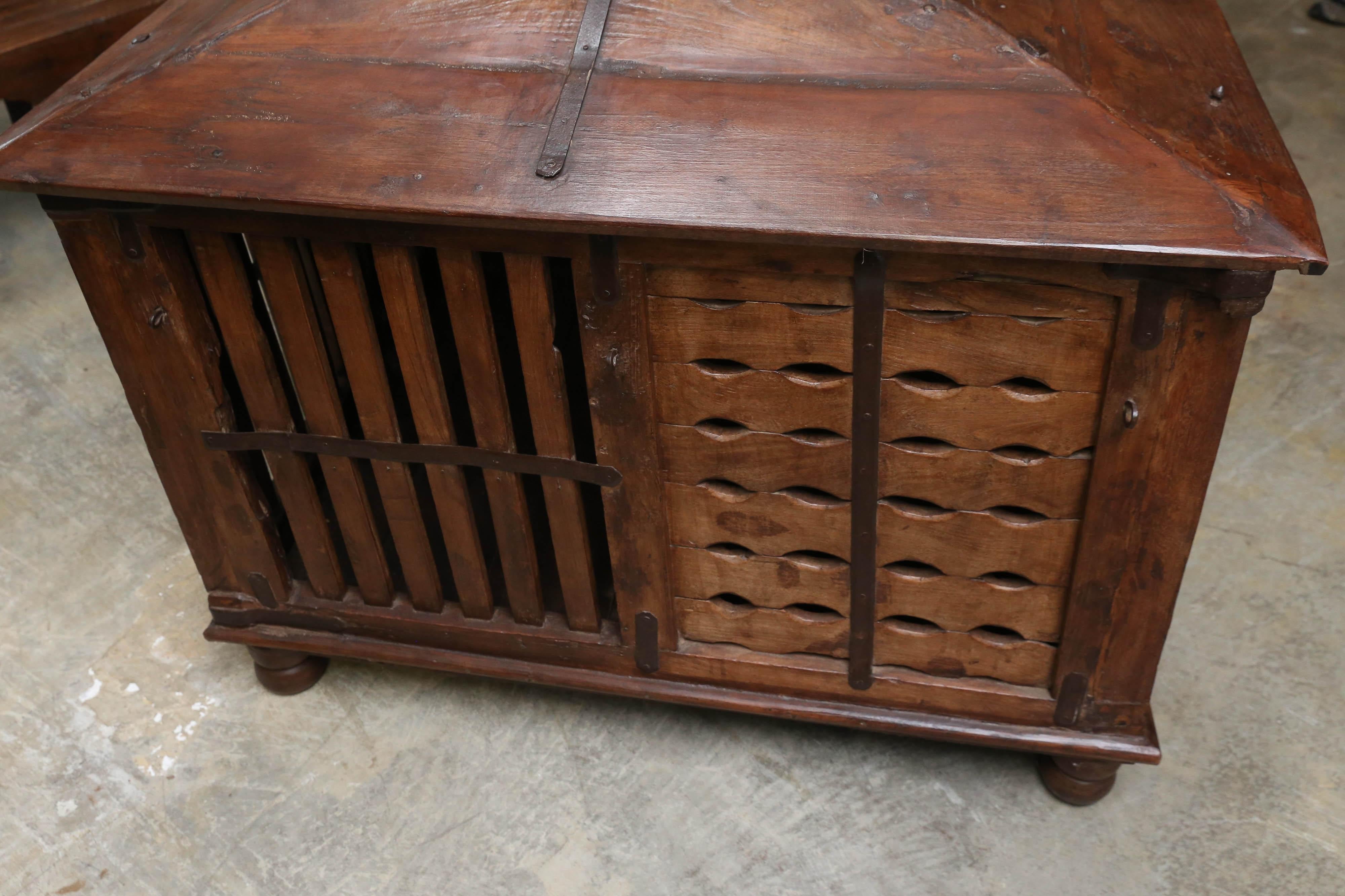 19th Century Grand 1890s Reinforced Solid Teak Wood Dog House from a Settler's Home For Sale