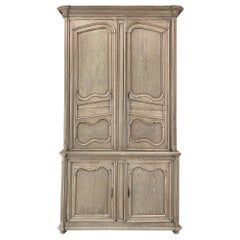 Grand 18th Century Country French Buffet a Deux Corps in Stripped Oak